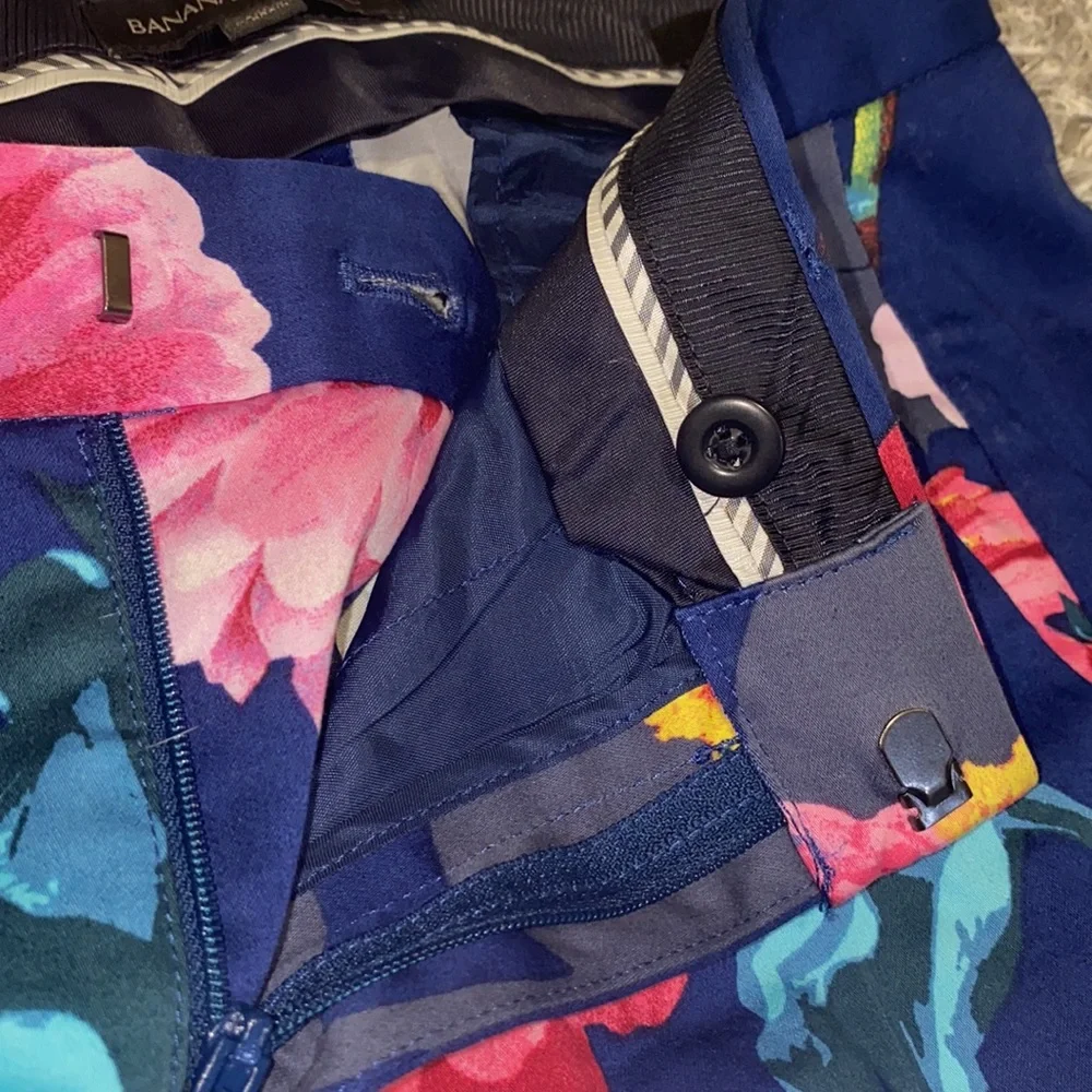 Banana Republic Avery Navy Blue floral work pants